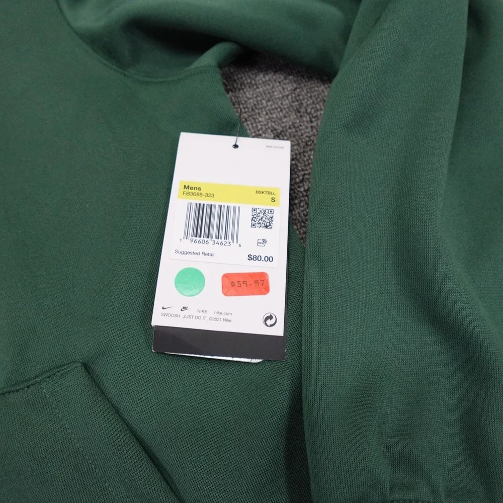 Milwaukee Bucks Hoodie Mens Small Green NBA Basketball Nike Dri-FIT Sweatshirt
